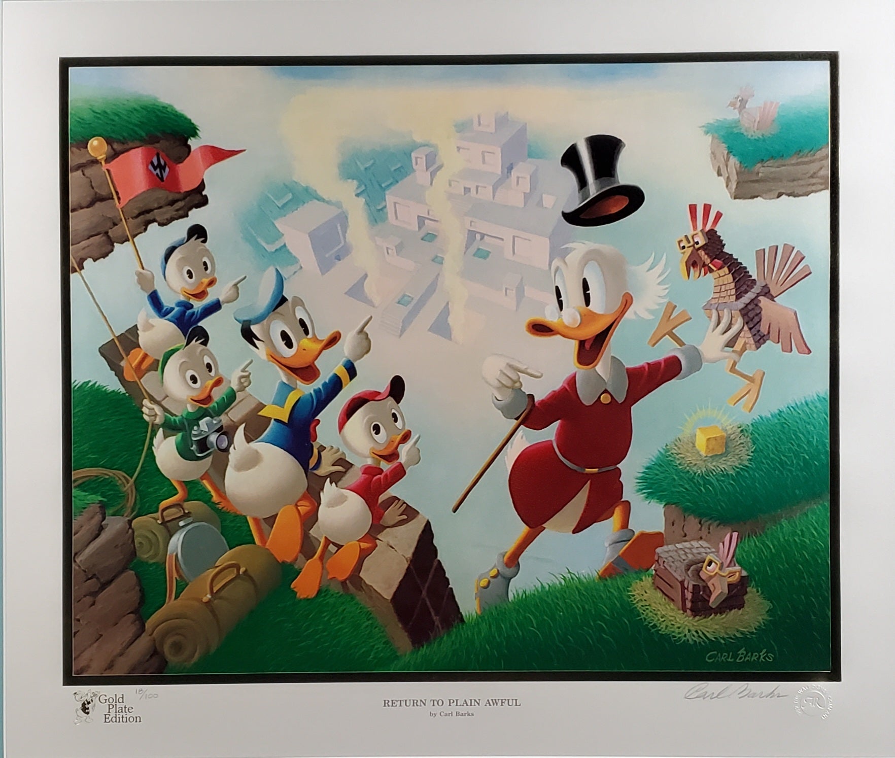 Donald Duck and Uncle Scrooge Return To Plain Awful Carl Barks Signed Gold Plate Edition